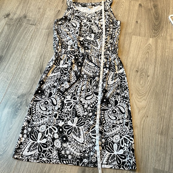 TALBOTS Black and white Paisley floral midi floral dress with drawstring waist. - Picture 10 of 10